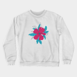 Sketchy Pink Blue Flower Crewneck Sweatshirt